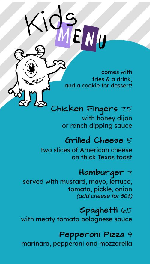 Kids Meals Vertical Digital Menu Screen