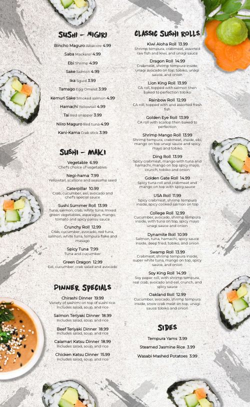 Sushi Japanese Menu Design Template by MustHaveMenus