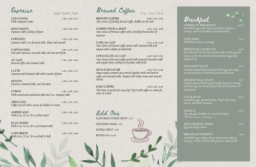 Upscale Coffeehouse Folded Menu Template by MustHaveMenus