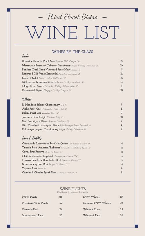 Fancy Wine List Menu Design Template by MustHaveMenus