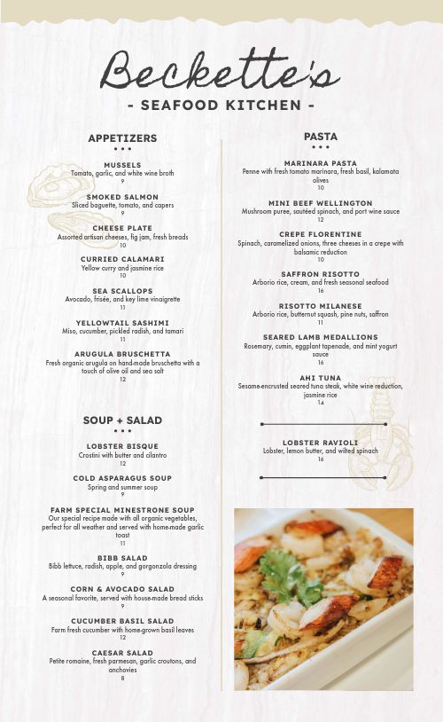 Fine Dining Dinner Menu page 1 preview