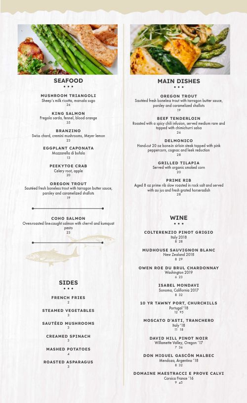 Fine Dining Dinner Menu page 2 preview