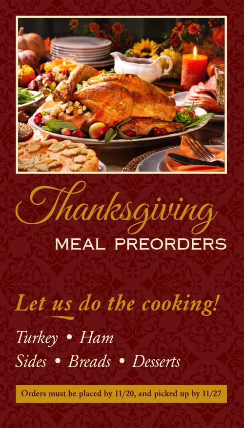 Vertical Elegant Thanksgiving Dinner Preorder Digital Sign