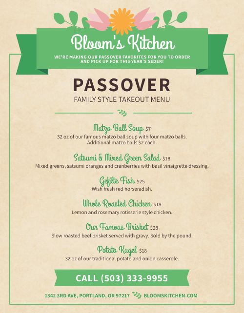 Festive Passover Menu