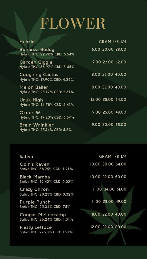 Forest Green Dispensary Tall Digital Menu Board