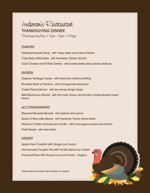 Family Thanksgiving Menu page 1 preview