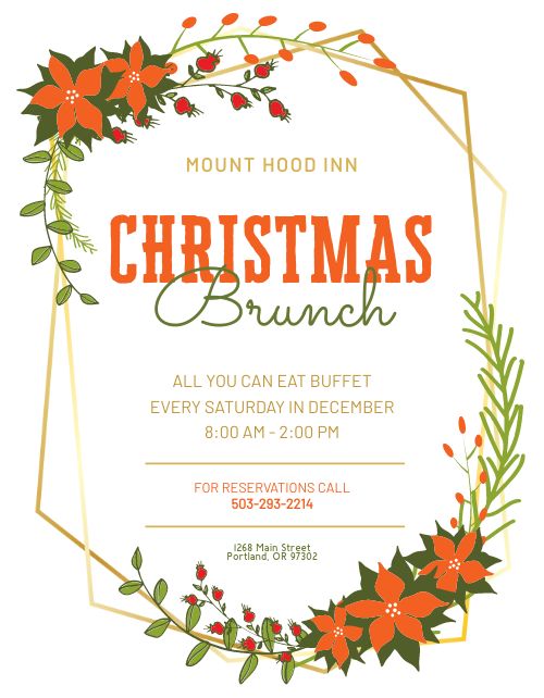 Christmas Brunch Wreath Flyer page 1 preview