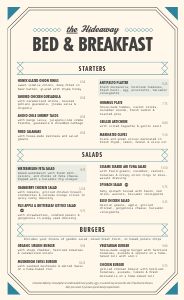 Bed And Breakfast Menu Design Template By MustHaveMenus