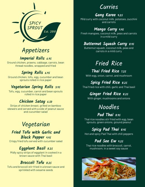 Asian Food Truck Menu