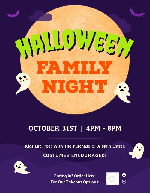 Halloween Family Night Flyer page 1 preview