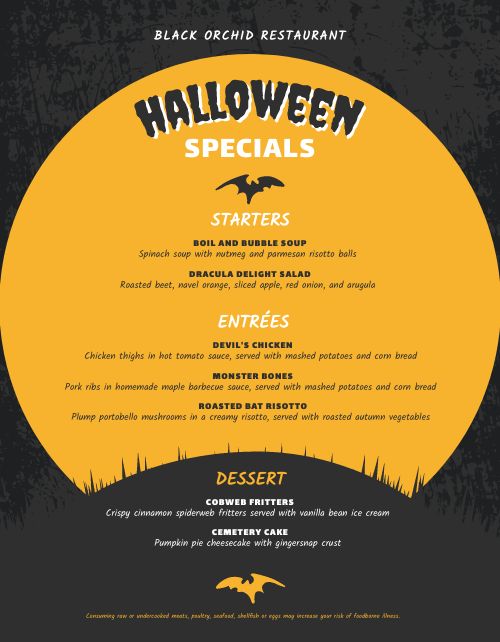 Halloween Special Menu page 1 preview