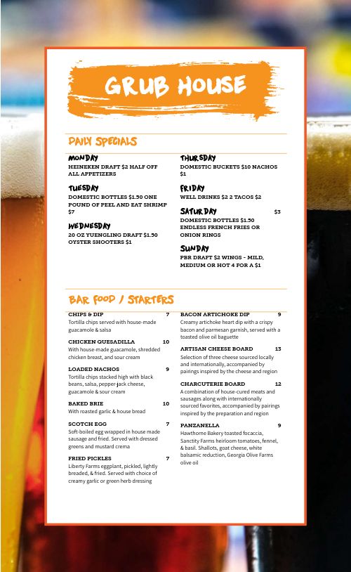 Sample Beer Menu Design Template by MustHaveMenus