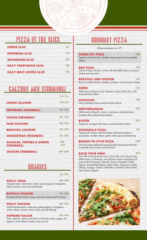 Brick Pizza Menu Design Template by MustHaveMenus