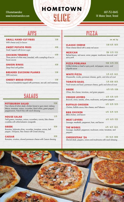 Brick Pizza Menu Design Template by MustHaveMenus