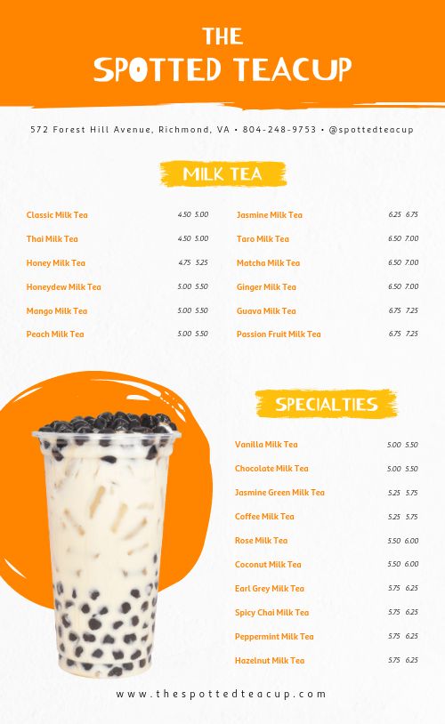 Milk Tea Menu Design Template by MustHaveMenus