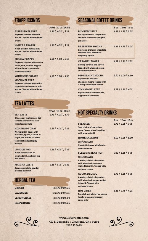 Basic Coffee Menu Design Template by MustHaveMenus