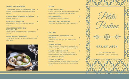 Patterned French Takeout Menu