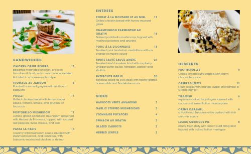 Patterned French Takeout Menu