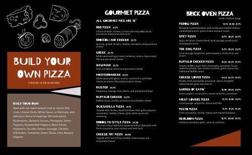Create Your Own Pizza Takeout Menu