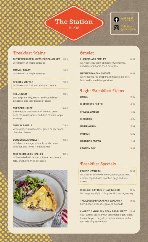 Sample Diner Menu Design Template by MustHaveMenus