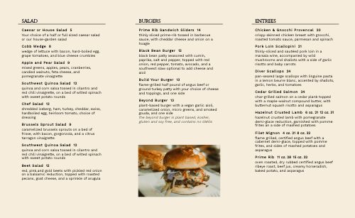 Antique Country Club Takeout Menu