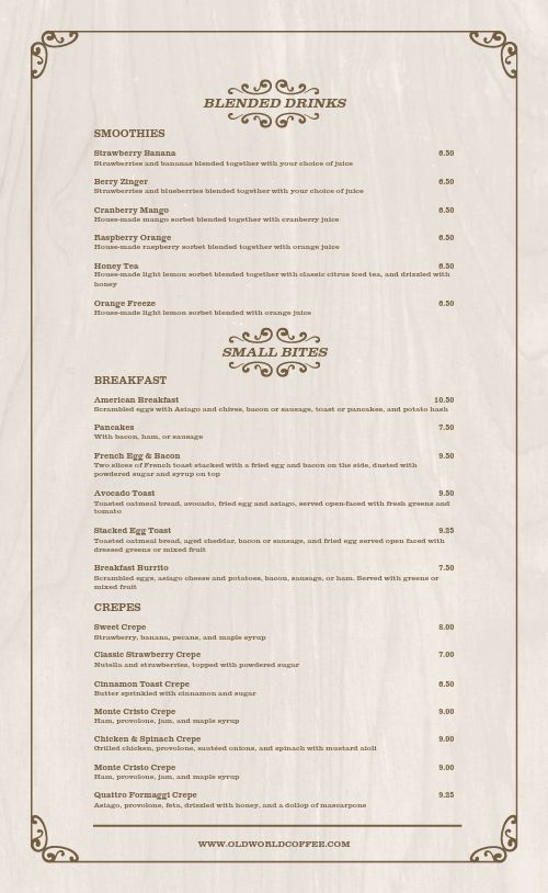 Classic Coffee Menu page 2 preview