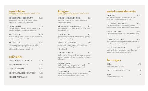 Cafe List Takeout Menu page 2 preview