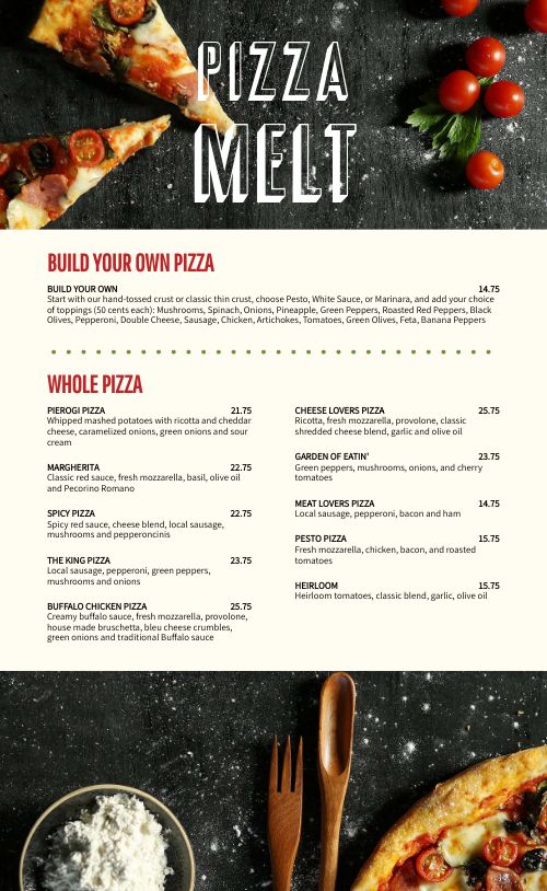 Fresh Pizza Menu page 1 preview
