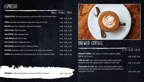 Charcoal Coffee Digital Menu Board page 1 preview