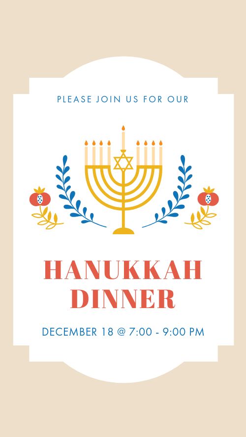 Simple Hanukkah Dinner Facebook Story