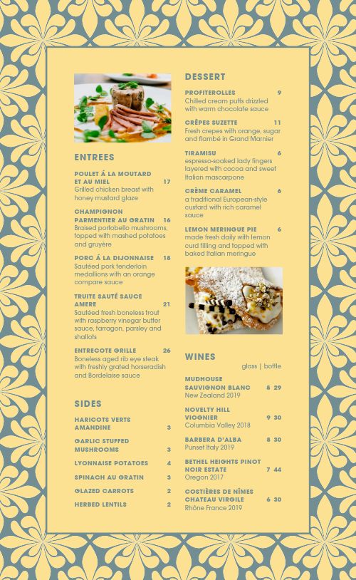 Patterned French Menu