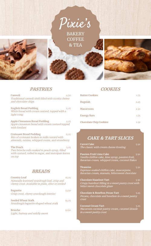 Gourmet Bakery Menu Design Template by MustHaveMenus