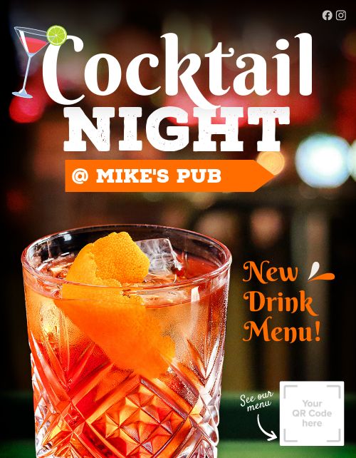 Cocktail Night Pub Flyer page 1 preview