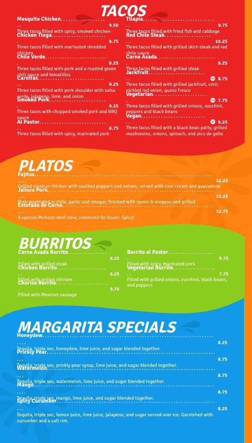 Colorfully Loud Mexican Digital Menu