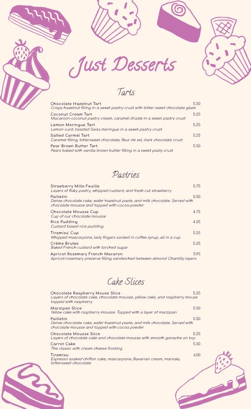 Bakeshop Menu Design Template by MustHaveMenus