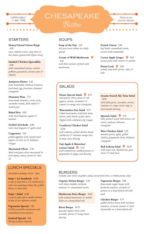 Ethereal Orange Cafe Menu page 1 preview