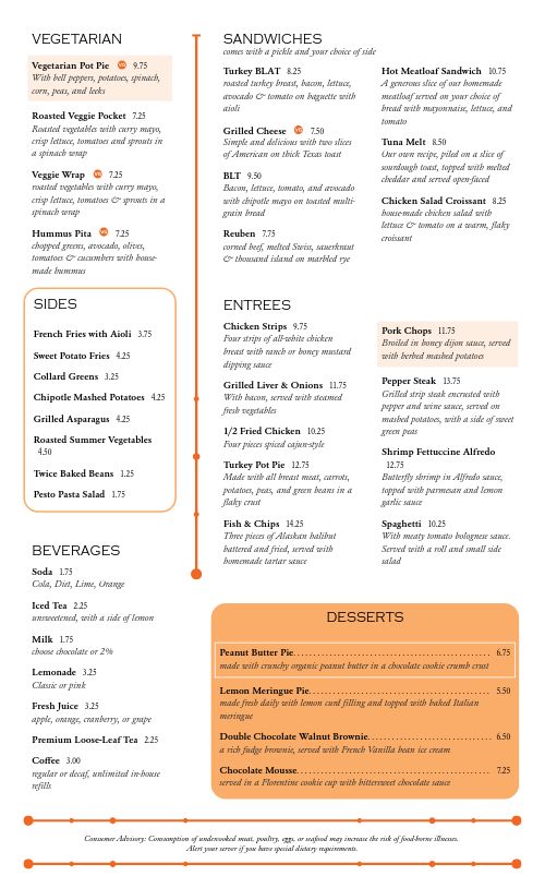 Ethereal Orange Cafe Menu page 2 preview
