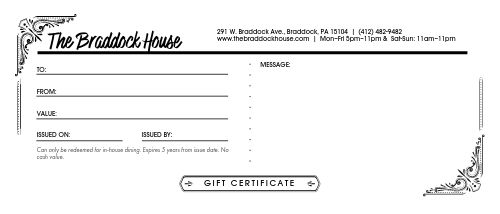 Eatery Gift Certificate