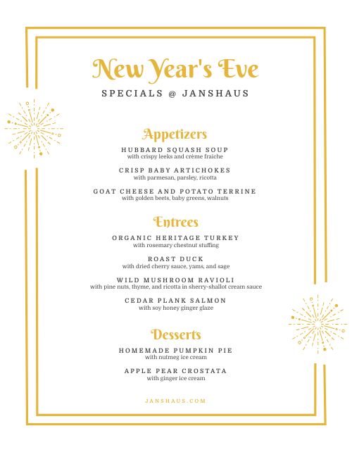 Gold NYE Menu Design Template by MustHaveMenus