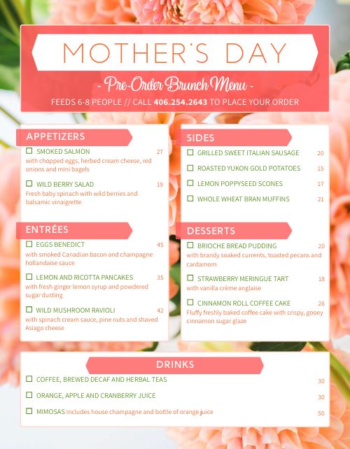 Moms Day Preorder Form