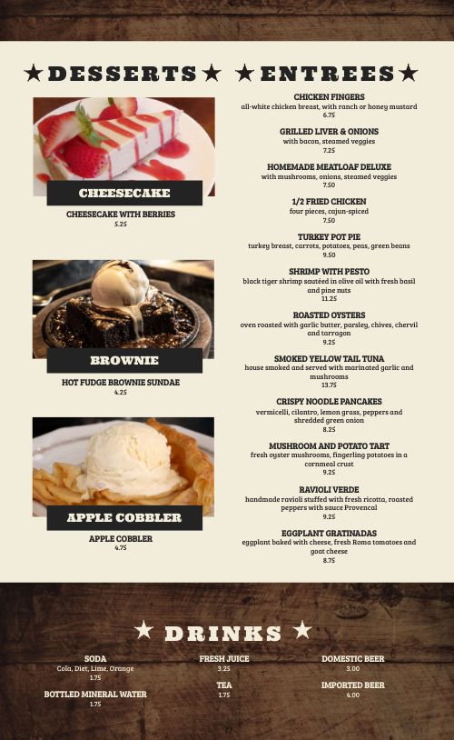 Roadhouse Family Menu Design Template by MustHaveMenus