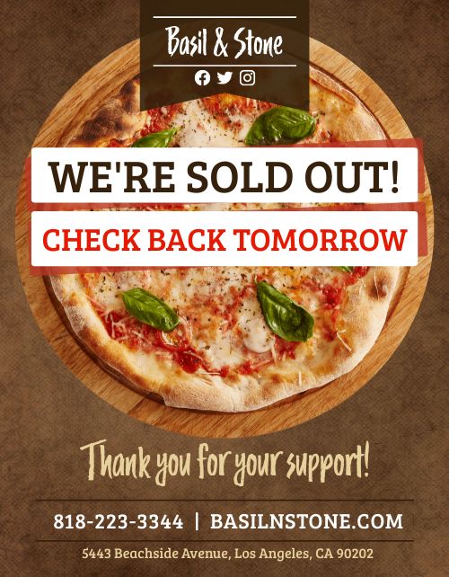 Pizza Sold Out Flyer