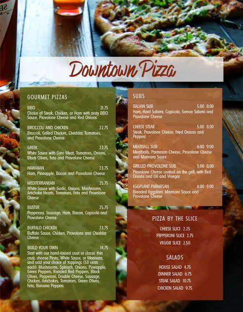 Downtown Pizza Menu Design Template by MustHaveMenus