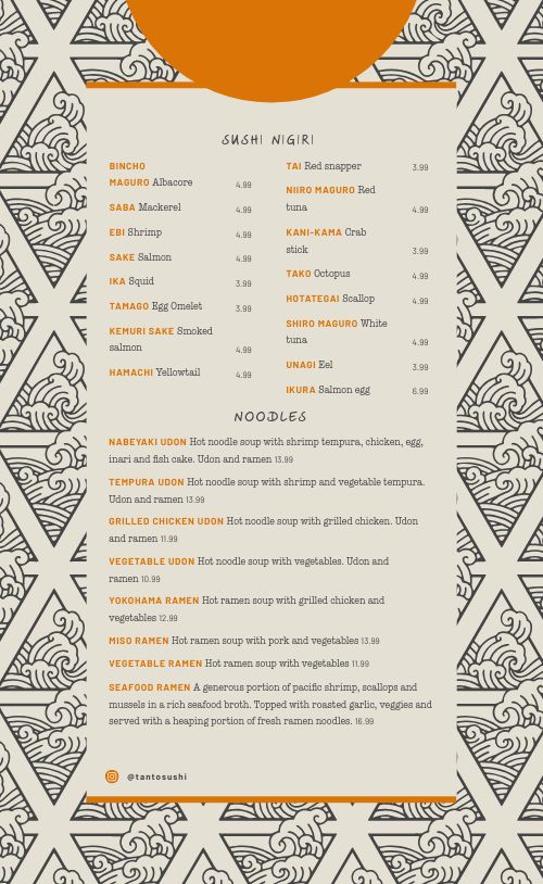 Traditional Orange Japanese Menu page 2 preview