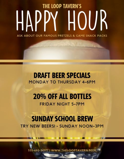 Beer Happy Hour Flyer Template by MustHaveMenus