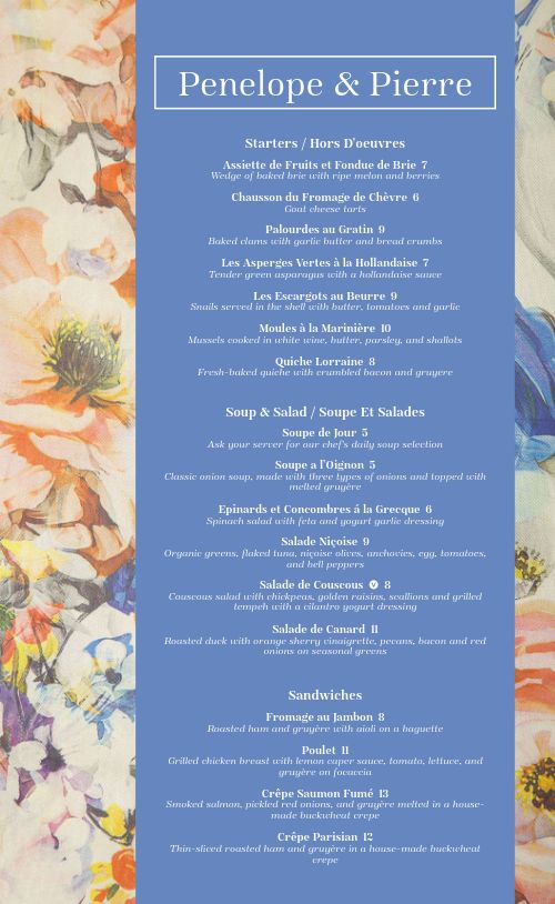 French Painting Menu