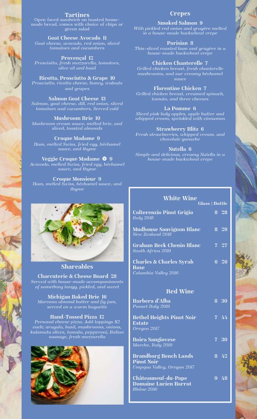 French Painting Menu