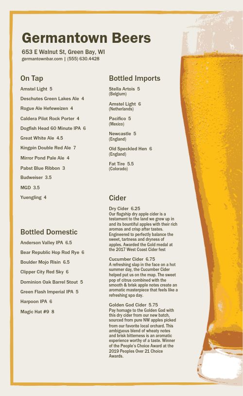 Draught Beer List