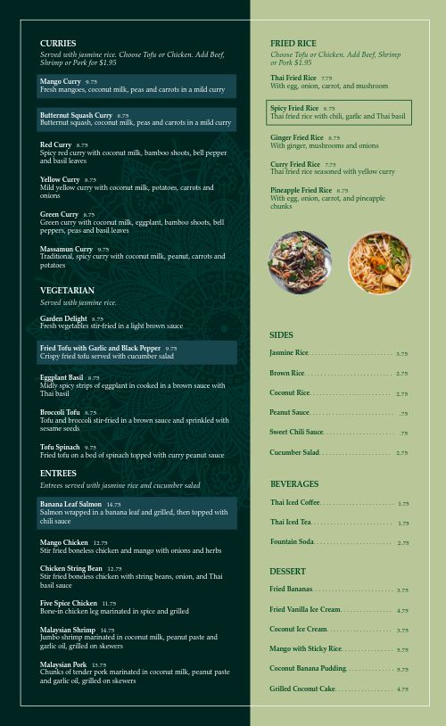 Thai Jasmine Menu Design Template by MustHaveMenus