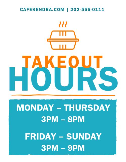 Takeout Hours Announcement